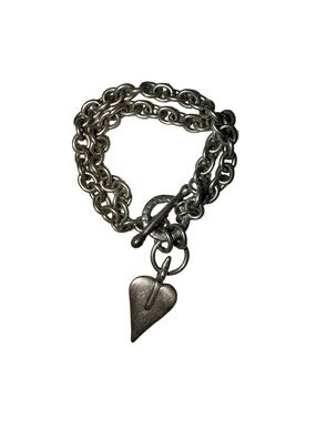Danon Silver Heart Charm Toggle Bracelet - Silver